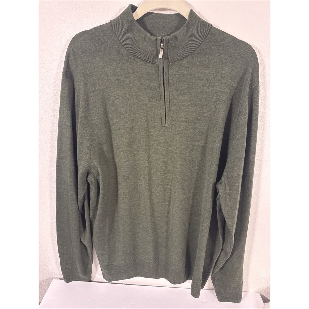 daniel cremieux sweater Merino Wool XL‎ Green 1/4 Zip Front Mock Collar M1